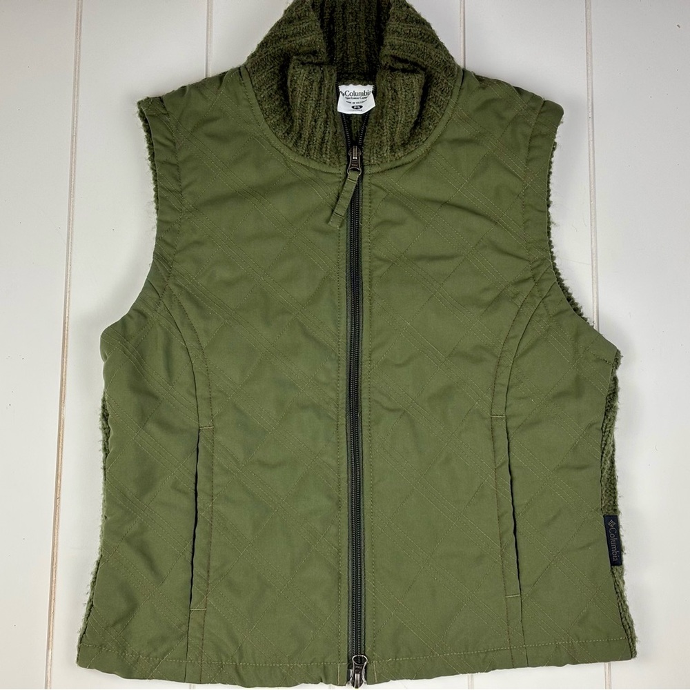 Columbia Women’s Green Winter Vest Wool Petite Small